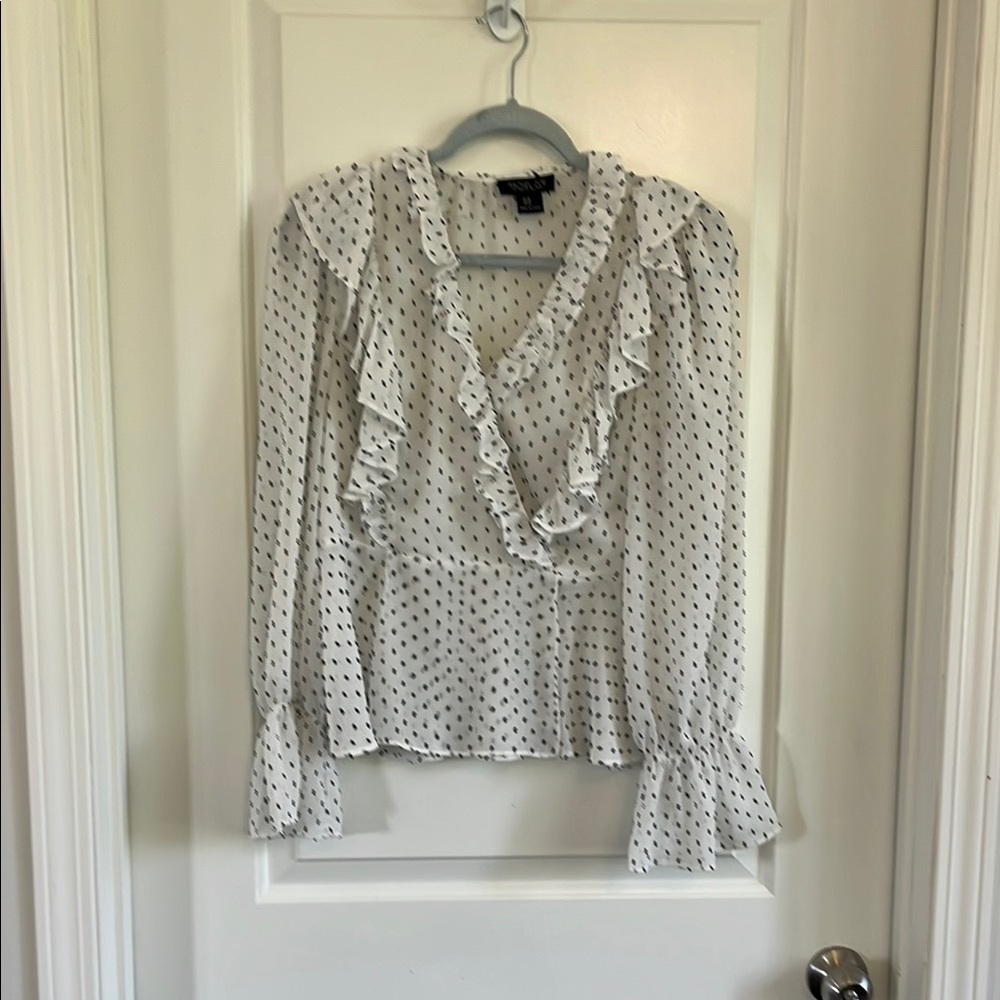 Rachel Zoe Swiss dot wrap blouse size medium